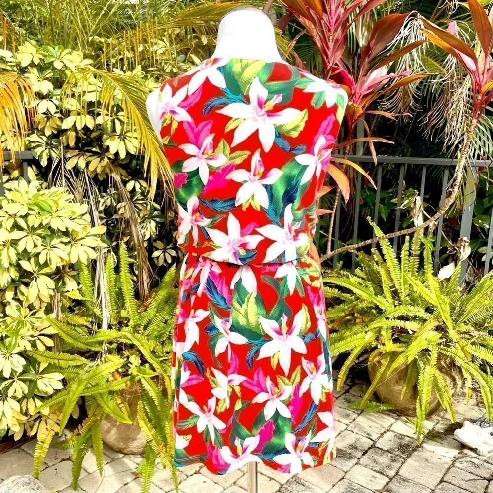 Express Tropical Floral Belted Mini Dress - Picture 4 of 5